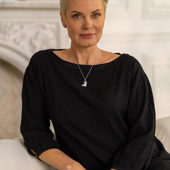 Dog Breed Sterling Silver Necklace with Cubic Zirconia Puppy Charm Elegant Backp - Picture 7 of 7